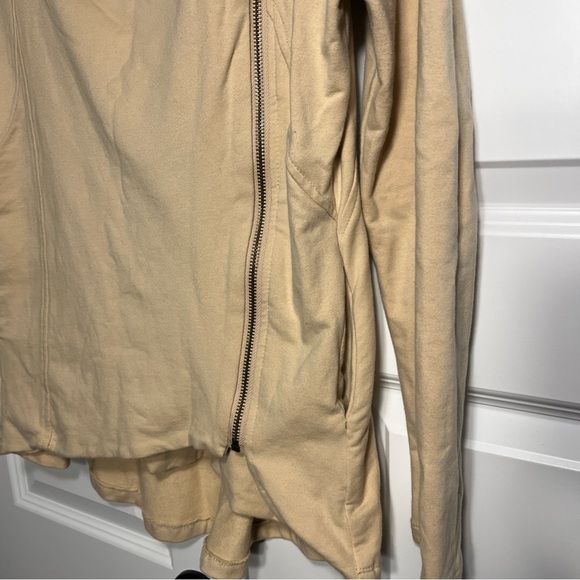 AKIRA CHICAGO Red Label Womens Long Tan Moto Zip Knit Jacket L - Picture 4 of 8